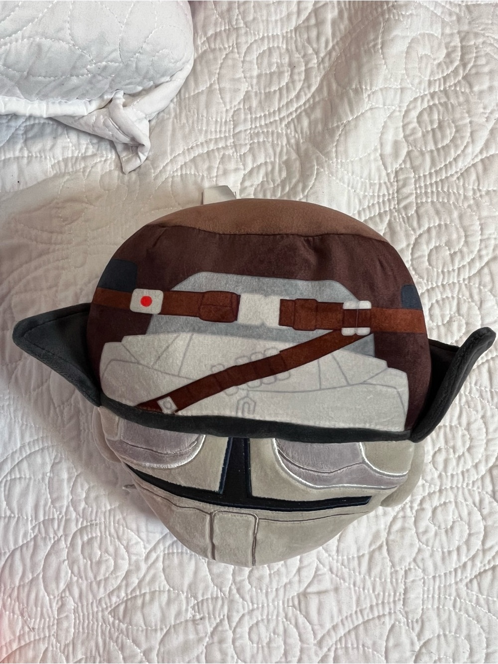 Star Wars Mandalorian Brown Gray Plush Helmet Mask Stuffed Toy